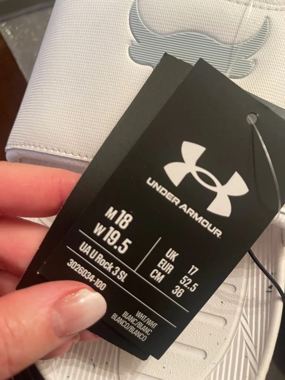 Under Armour Unisex Project Rock 3 Slides M18 W19.5 white nwt